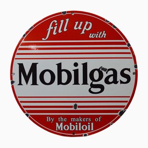 Placa Mobilgaz esmaltada, años 60