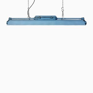 Industrial Blue Hanging Tube Light from Polam Gdansk, 1970s