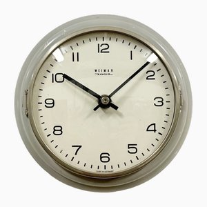 Reloj de pared de Alemania Oriental vintage gris de Weimar Electric, años 70