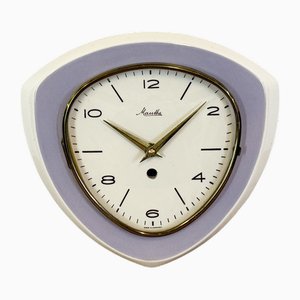 Lila Vintage Wanduhr aus Porzellan von Mauthe, 1970er