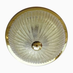 Large Vintage Glass Flush Light from Honsel, 1960s