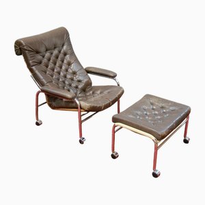 Vintage Sessel mit Fußstütze, 2er Set