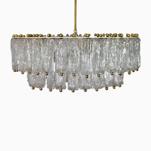 Large Mid-Century Modern Italian Ice Murano Glass Chandelier, 1950s