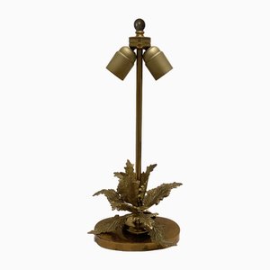 French Foliage Brass Lamp in the style of Maison Charles, 1970s