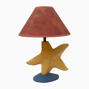 French Postmodern Star Ceramic Lamp by François Chatain, 1980s