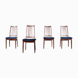 Mid-Century Danish Teak & Velvet Dining Chairs, 1960s, Set of 4