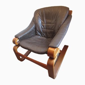 Danish Easy Chair in Teak and Leather, 1960s