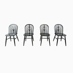 Ebonized Ercol Dining Chairs, 1950s, Set of 4