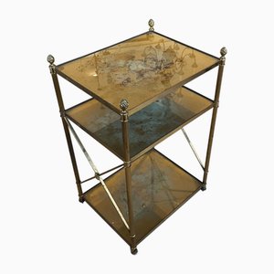 Mid-Century French Brass and Eglomise Glass Side Table, 1960s