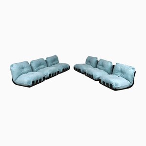 Blue Velvet Gran Visir Sofa by Luciano Frigerio, Italy, 1970s, Set of 6