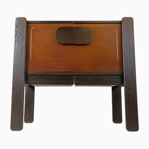 Meuble de Bar Mid-Century en Cuir et Bois par Hi Plan, 1960s