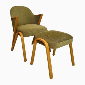 Mid-Century Armchair with Ottoman by Paul Bode for Federholzgesellschaft, 1950, Set of 2