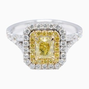 White Gold Ring with Yellow Diamond