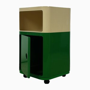 Mueble Componibili cuadrado de plástico en verde y blanco de Anna Castelli para Kartell, años 60