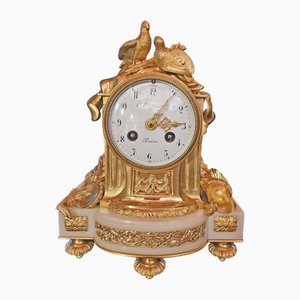 Marble and Golden Bronze Pendulum Clock by Constantin Detouche