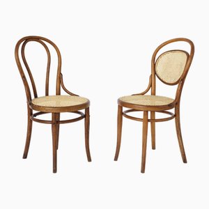 Sedie da pranzo nr. 18 e nr. 215 in legno curvato e intreccio viennese di Thonet, set di 2