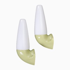 Lime Green Wall Lights in Ceramic and Glass by Sigvard Bernadotte for Ifö, 1960s, Set of 2