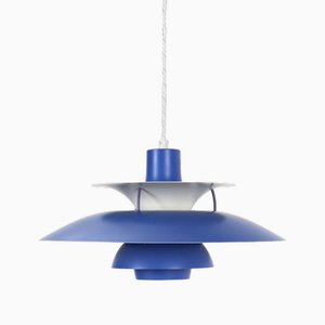 Lámpara colgante Ph 5 en azul de Poul Henningsen para Louis Poulsen, años 50