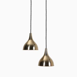 Brass-Colored Silhuet Hanging Lamps by Jo Hammerborg for Fog & Mørup, 1960s, Set of 2