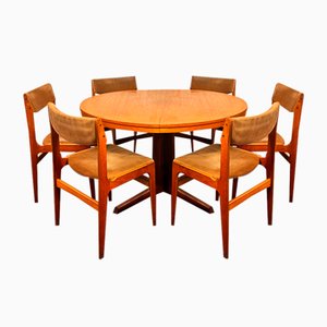 Danish Teak Extendable Dining Table and Chairs by Thomas Harvel for Farstrup Møbler Denmark, 1962, Set of 7