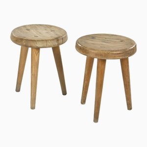 Tripod Stools attributed to Pierre Jeanneret, 1945, Set of 2