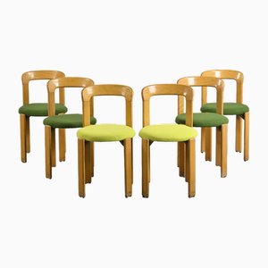 Chaises en Hêtre par Bruno Rey pour Dietiker, 1971, Set de 6