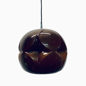 Large Space Age Glass Ceiling Lamp in Brown from Peill & Putzler, 1960s