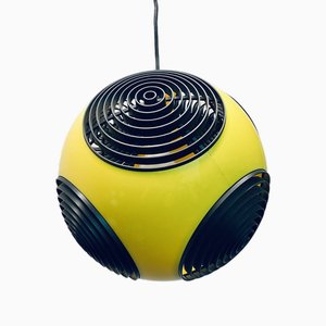 Vintage Ufo Ceiling Lamp in Yellow Plastic and the Black Grids from Massive Lighting, 1970s