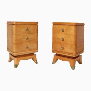 Art Deco French Bedside Chests in Sycamore, 1925, Set of 2