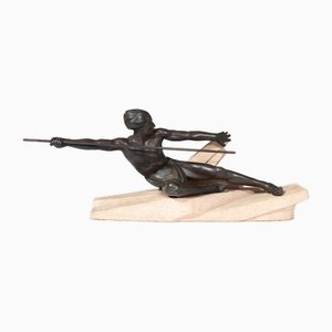 Max Le Verrier, Chasseur Art Déco, 1930, Bronze Patiné