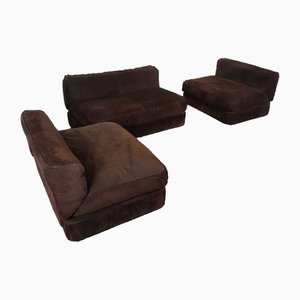 Modulare Ledersofas,1970er, 3er Set