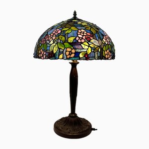 Tiffany Table Lamp with Bronze Base, France, 1960s