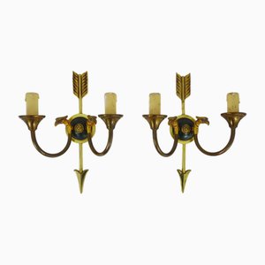 Empire Wall Lights with Double Light Eagles Heads in Bronze, 1950s, Set of 2
