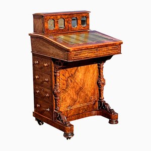 Viktorianischer Davenport Schreibtisch aus Nussholz