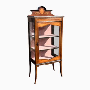 Edwardian Inlaid Mahogany Display Cabinet with Lock & Key