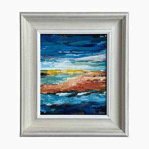 Angela Wakefield Blue & Yellow Abstract Impressionist Seascape Landscape by Artist, 2022