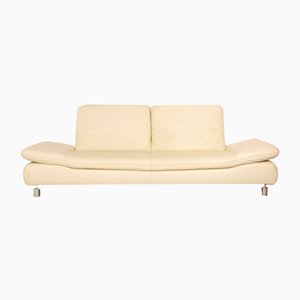 Leather Three Seater Cream Sofa from Koinor Rivoli