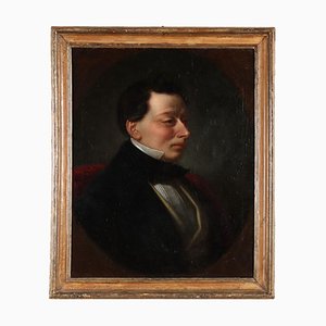Italian School Artist, Male Portrait, Oil on Canvas, Framed
