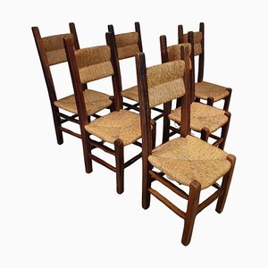 Vintage Highback Oak Chairs, 1965, Set of 6