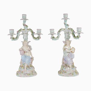 Porcelain Candelabras in the style of Meissen, 19th Century, Set of 2