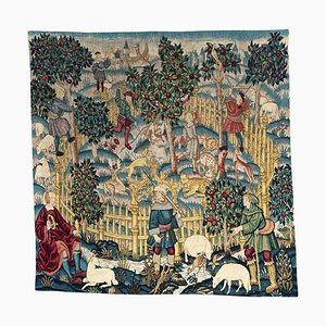 French Aubusson Style Hand Printed Tapestry, 1950s