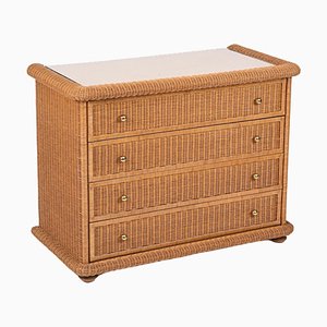 French Riviera Chest of Drawers in Woven Rattan by Vivai Del Sud, Italy, 1970s