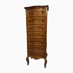 Carved and Inlay Decorated French Tallboy