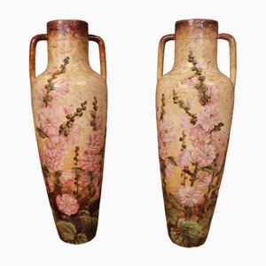 Grands Vases de Delphin Massier, Vallauris, France, 1890s, Set de 2