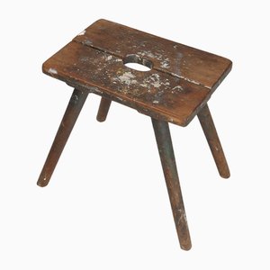 Industrial French Wooden Painters Stool, 1930s