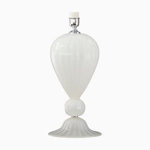 Craft Table Lamp in Silk White Murano Glass, Italy, 1980s