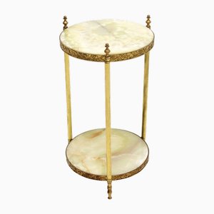 French Brass and Onyx Side Table, 1930s