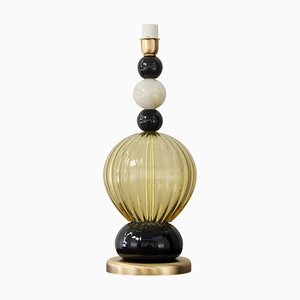 Lámpara de mesa vintage hecha a mano de cristal de Murano negro, Italia, años 80