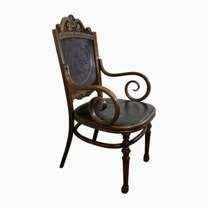 Chaise de Salon ou de Bureau Victorienne Rembourrée en Bois Courbé, 1890s