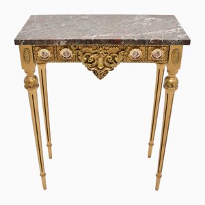 French Giltwood Marble Top Console Table, 1950s